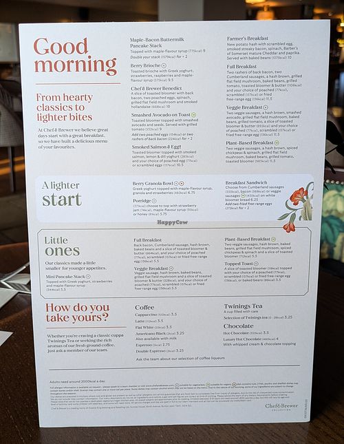 Menu at The Spread Eagle in Blackburn