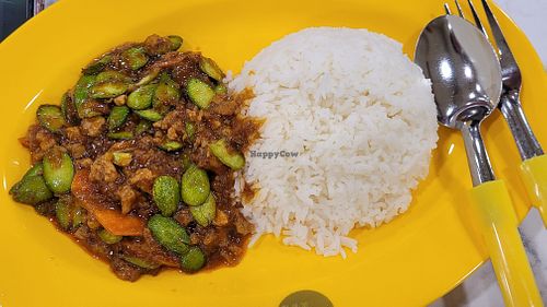 Petai and rice at Unicuz Vegetarian 宏缘素食 - Aperia Mall in Central Singapore