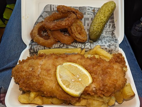 Just of few of the onion ring portion! at Walkers Quality Fish & Chips in Aberdovey