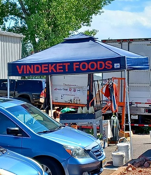 Parking lot tent at Vindeket Foods in Fort Collins