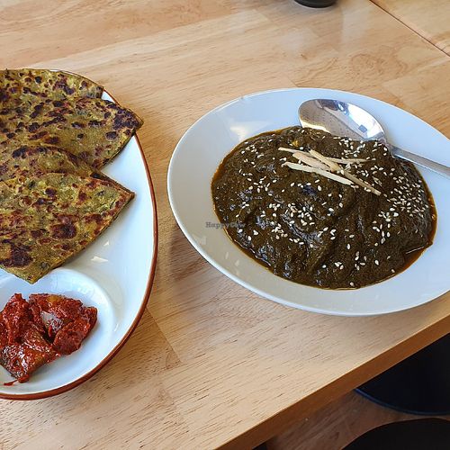 Lentil Prantha and Palak Tofu at Indian Food Junkiz in Launceston