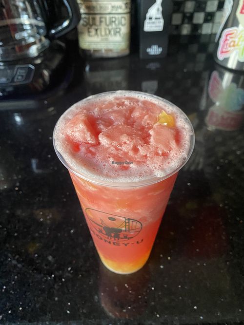 Close-Up of Watermelon Slush (Enjoyed at Home)  at Honey.U in San Leandro