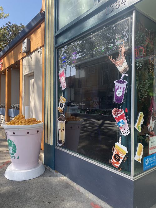 Exterior of Storefront w/Large Boba/Bubble Tea  at Honey.U in San Leandro