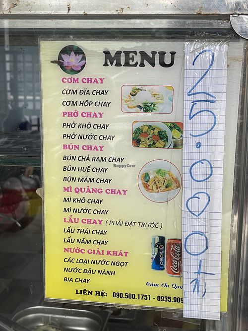 Menu  at Quán Chay Thiện Tâm in Nha Trang