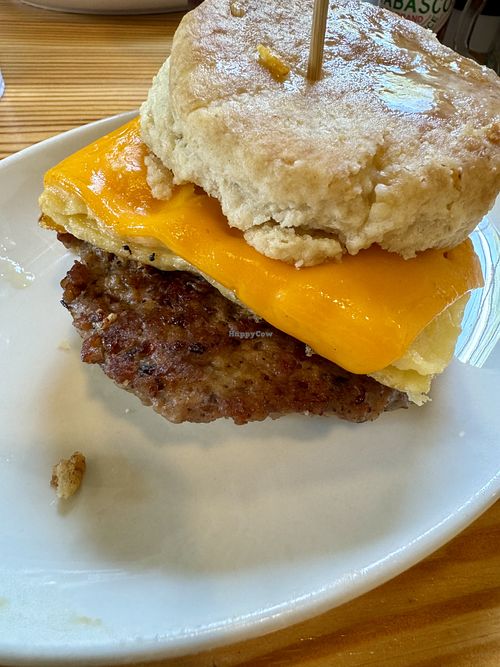 🌱 sausage, egg + cheesee  at Bomb Biscuits in Atlanta