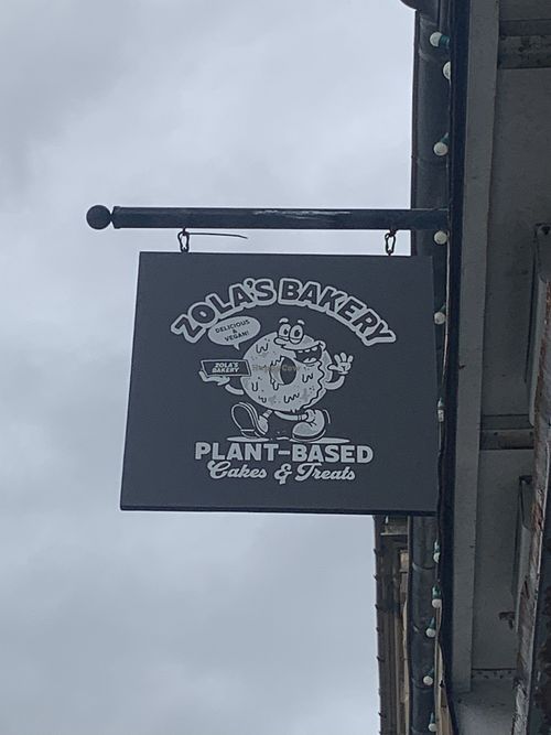 Zola’s Bakery swing sign  at Zola's Bakery in Galashiels