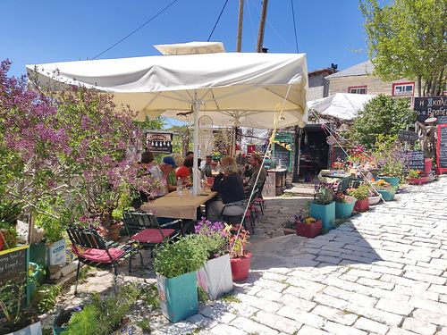 Terrace at Vradeto Tavern in Vradeto