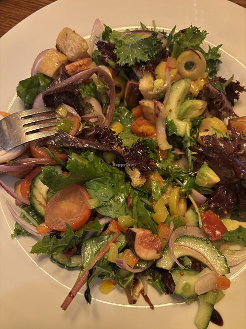 Specially made with figs, croutons and avocado. Walnuts were an option too. Delicious!  at Crown Hotel in Nantwich