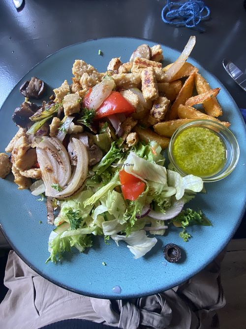 Shredded plant-based steak plate   at Tapperiet Bistro in Reine