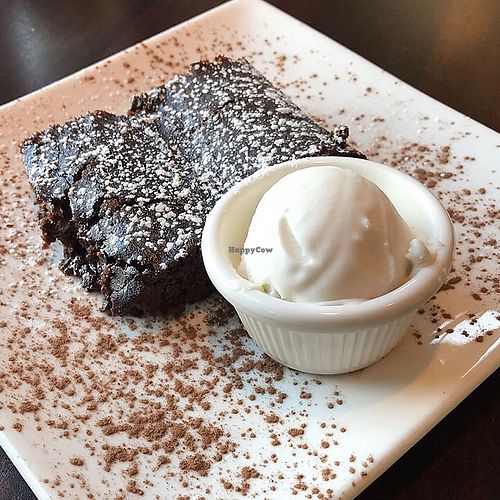 Brownie and coconut ice cream  at EVO Kitchen in West Hollywood
