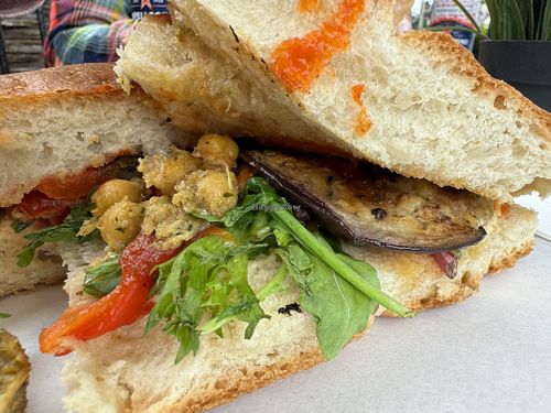 Closeup of the vegan focaccia sandwich   at oHSo in Enniskerry