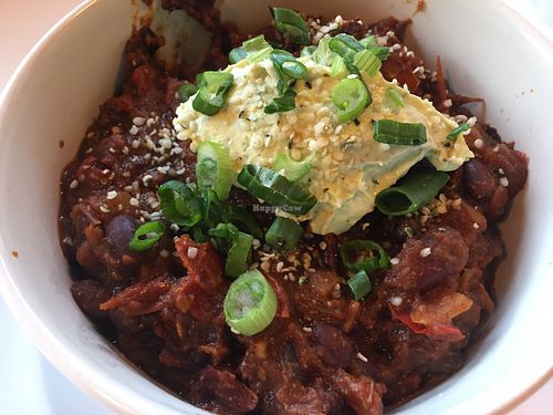 Hearty 4 bean Chili  at Chomp Vegan Eatery in Vancouver
