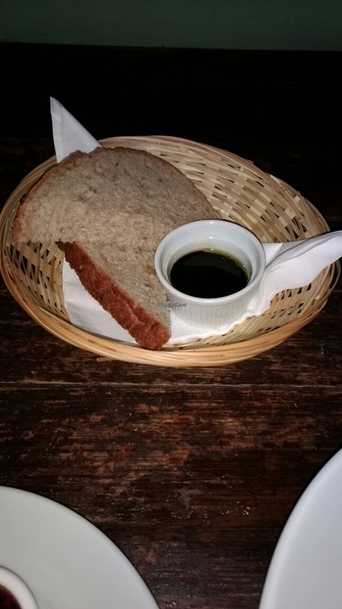 bread and balsamic at Saramago Cafe Bar in Glasgow