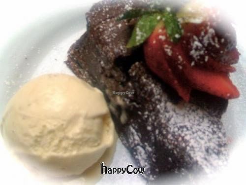 Vegan Chocolate cake at Saramago at Saramago Cafe Bar in Glasgow