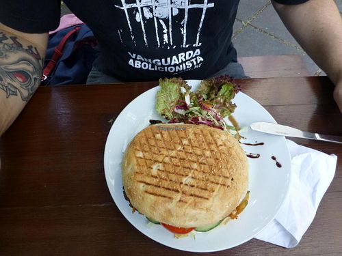 The best seitan burger at Falscher Hase in Dresden