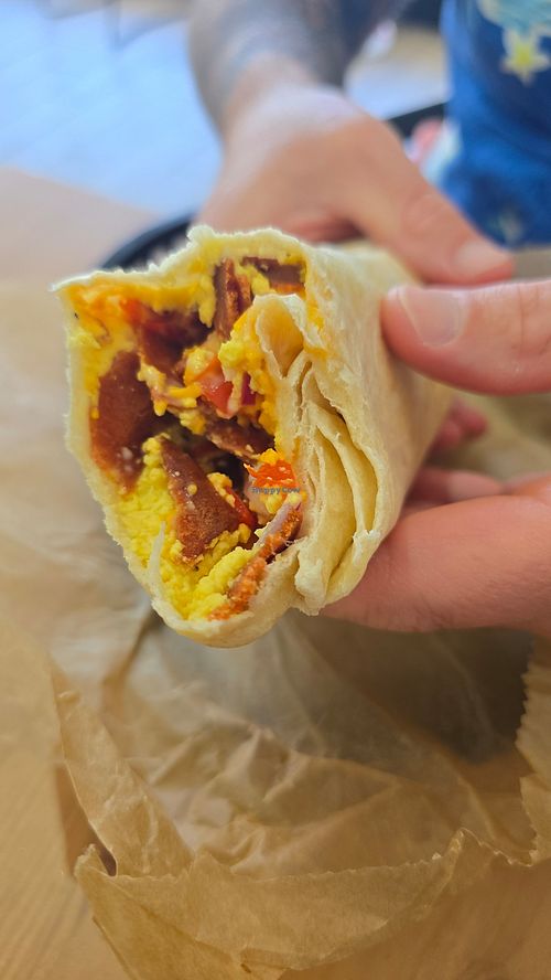 Bacon egg and cheese burrito at Stephanie's Vegan Bakery + Cafe in Fort Lauderdale