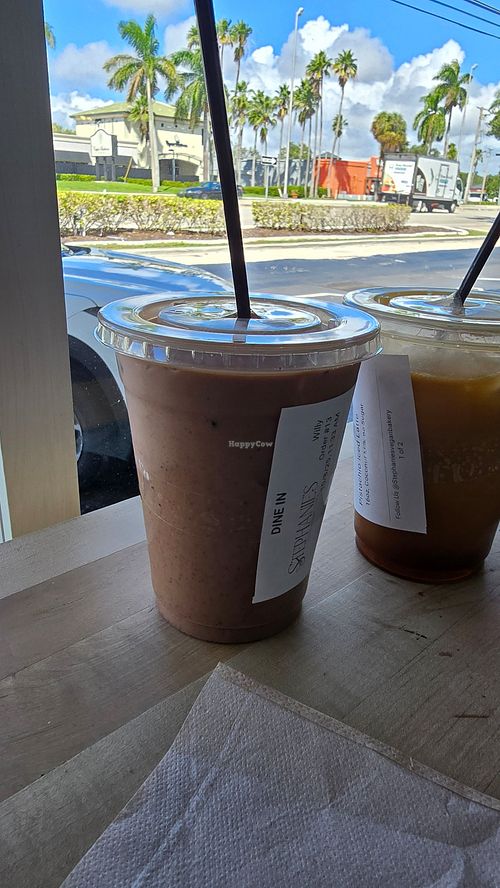 Coffee and iced hot chocolate at Stephanie's Vegan Bakery + Cafe in Fort Lauderdale