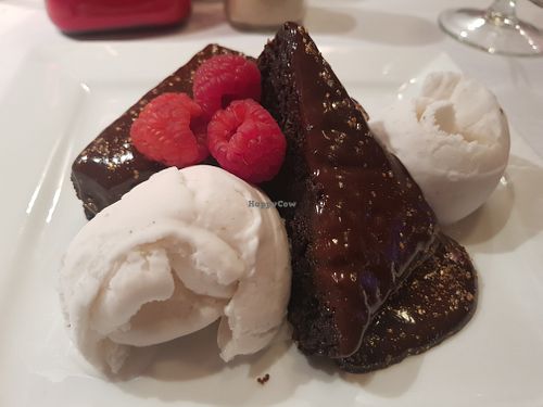 Homemade brownie with chocolate sauce at Prego Bar & Eatery in Sunderland