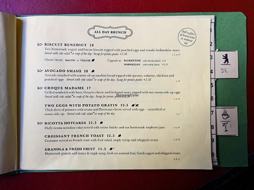 Menu page at House Of Small Wonder at House of Small Wonder in Berlin