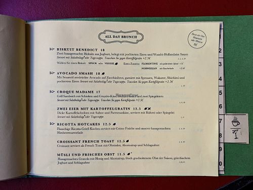 Menu page at House Of Small Wonder at House of Small Wonder in Berlin