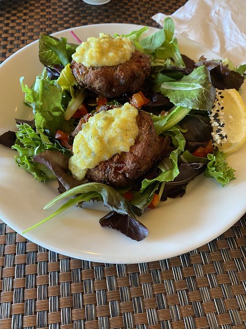 Vegan crab cakes  at G-Zen in Branford