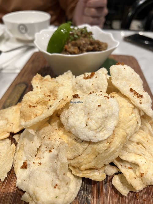 Belinjio with brinjal dip- too salty!   at SIN - Violet Oon - Jewel in East Singapore