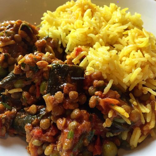 lentil and aubergine dhal  at Roots  Fruits and Flowers - Great Western in Glasgow