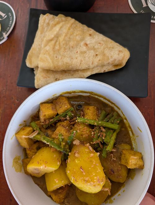 Roti tofu and allo - the roti was West Indian style and delicious. at Bali in Willemstad