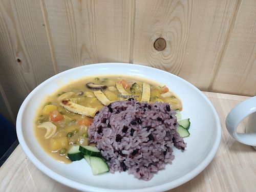 Curry tofu at The Oneness Fountain Heart Vegan/Vegetarian Cafe in Ulaanbaatar