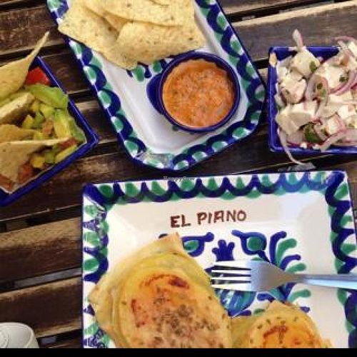 Guacamole, Tofu Seviche, and Potato-Tofu Pastels at El Piano - Malaga in Malaga