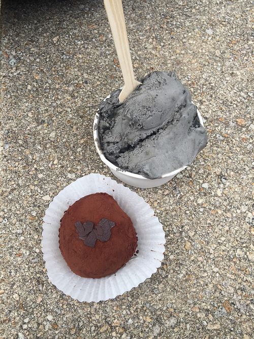 Schwarzer Sesam Eis und ein Schoko-Mochi at YUEYE in Kiel