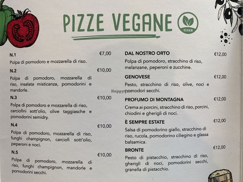 Vegan menu.  at Pizzeria Daniela in Montebelluna