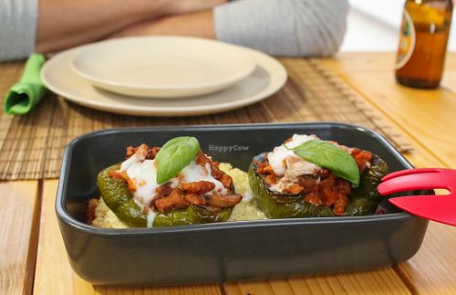 soy stuffed peppers with couscous at Kasa d' Vizin Restaurant in Eito