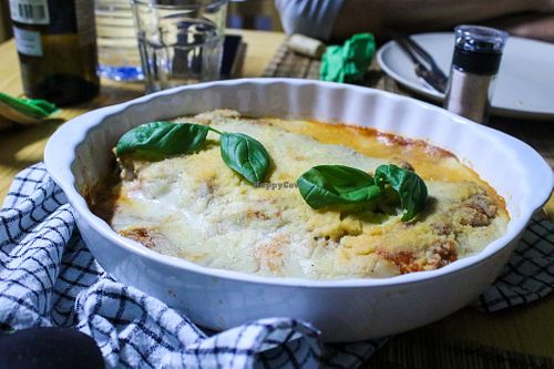 cannelloni stuffed with tofu and bechamel sauce at Kasa d' Vizin Restaurant in Eito