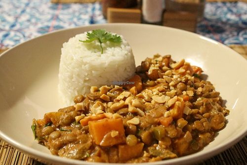  African peanut stew with sweet potato at Kasa d' Vizin Restaurant in Eito