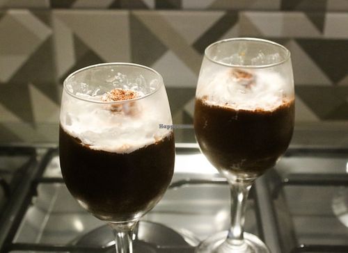 salted caramel chocolate mousse with caramalised bananas and whipped cream at Kasa d' Vizin Restaurant in Eito