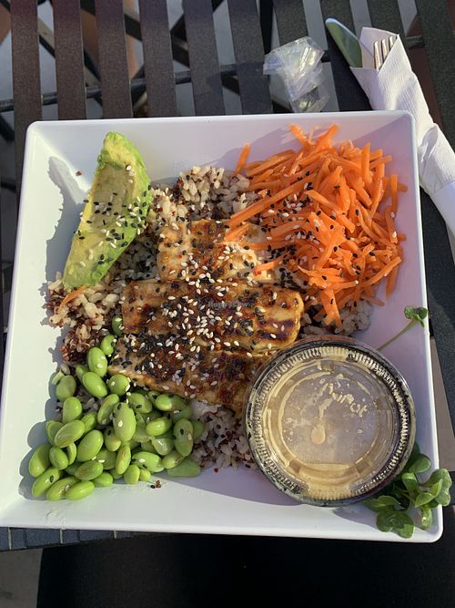 Fusion bowl with tofu…very good!  Didn’t even need the dressing!    at Tea Bar & Fusion Cafe in Sacramento