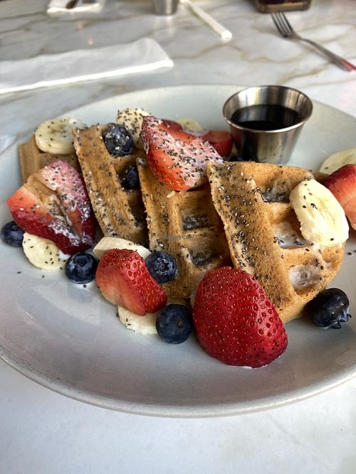 Vegan Waffles 🧇🫶🏽✨✨✨  at The Den Cafe in Santa Ana