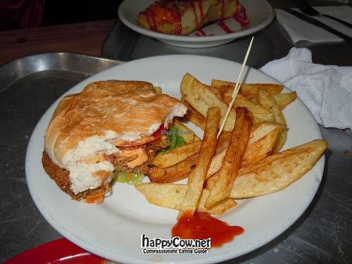 Veggie burger at Govindas Las Nieves in Bogota