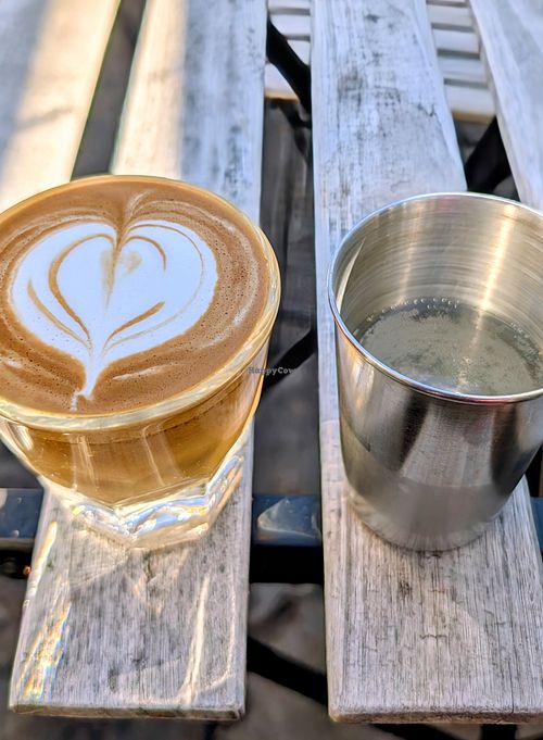 Cortado with homemade cashew milk. at Dark Heart Coffee Bar in Loveland