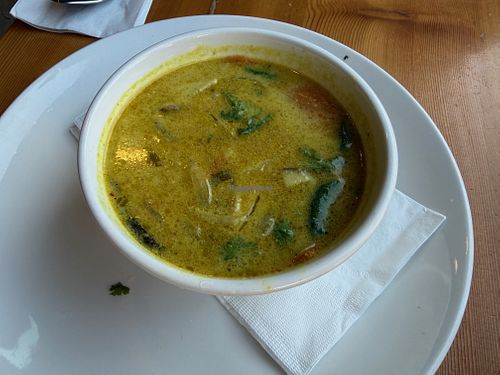 Tom kha soup at Blossoming Lotus in Portland