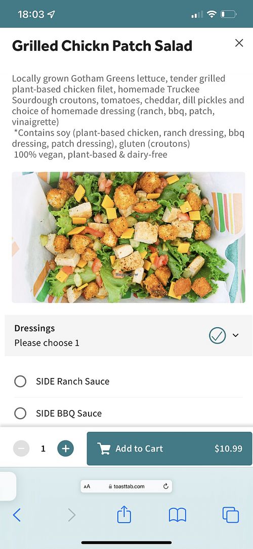 this is the salad version I chose.  I went with the vinaigrette.  It really hit the spot 😋  at Burger Patch - Land Park in Sacramento