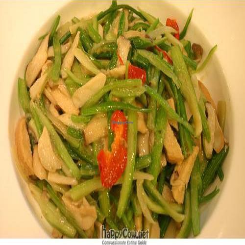 Celery with mushroom at New Start Restaurant in Seoul