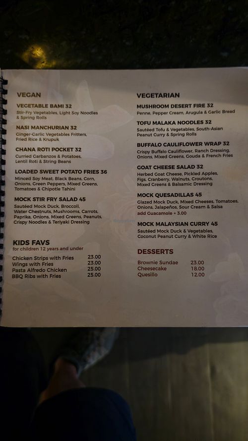 Menu at Fusions in Willemstad
