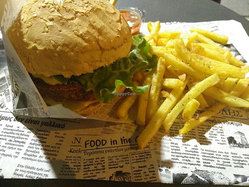 Falafel burger at Falafel House in Thessaloniki