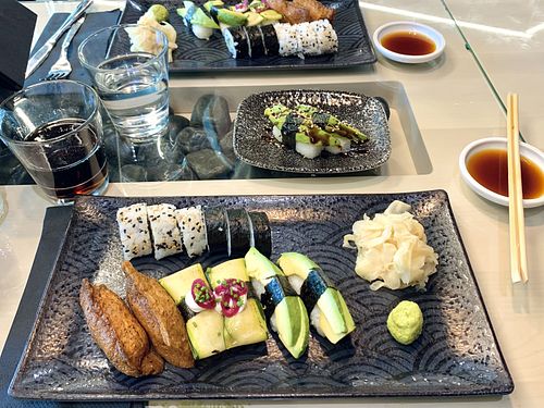 Mixed vegetable sushi plate  at Hanko Sushi in Raisio