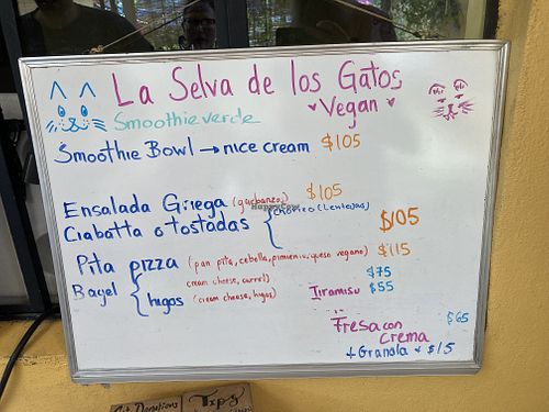 Menu  at La Selva de los Gatos in Oaxaca