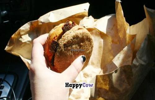 Kahn's vegan bacon egg and cheese biscuit. YUM! at Khan's Desserts in Nashville