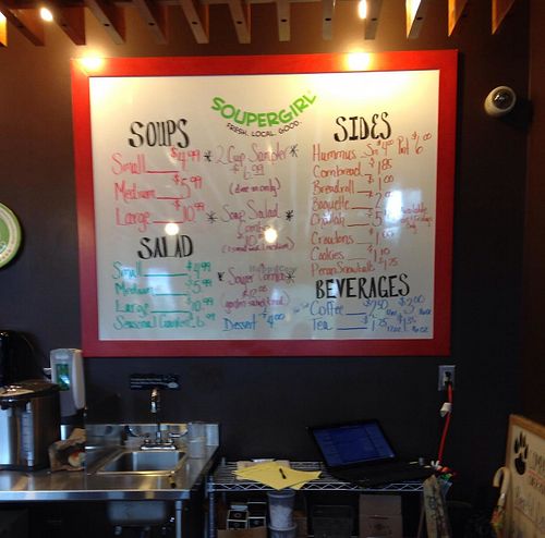 Menu board at Soupergirl - Takoma in Washington