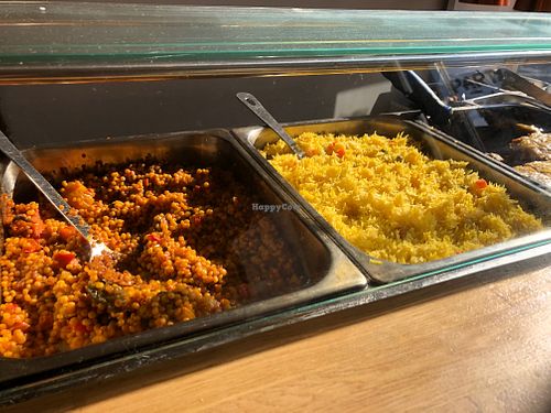 Vegan dishes on counter at KOD in North London